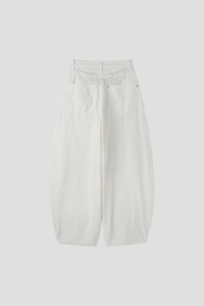 天使翅膀刺繡彎刀褲 Angel Wings Embroidery Wide Pants