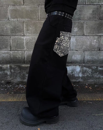 【Unisex】豹紋口袋棉褲 Leopard Print Pocket Cotton Pants