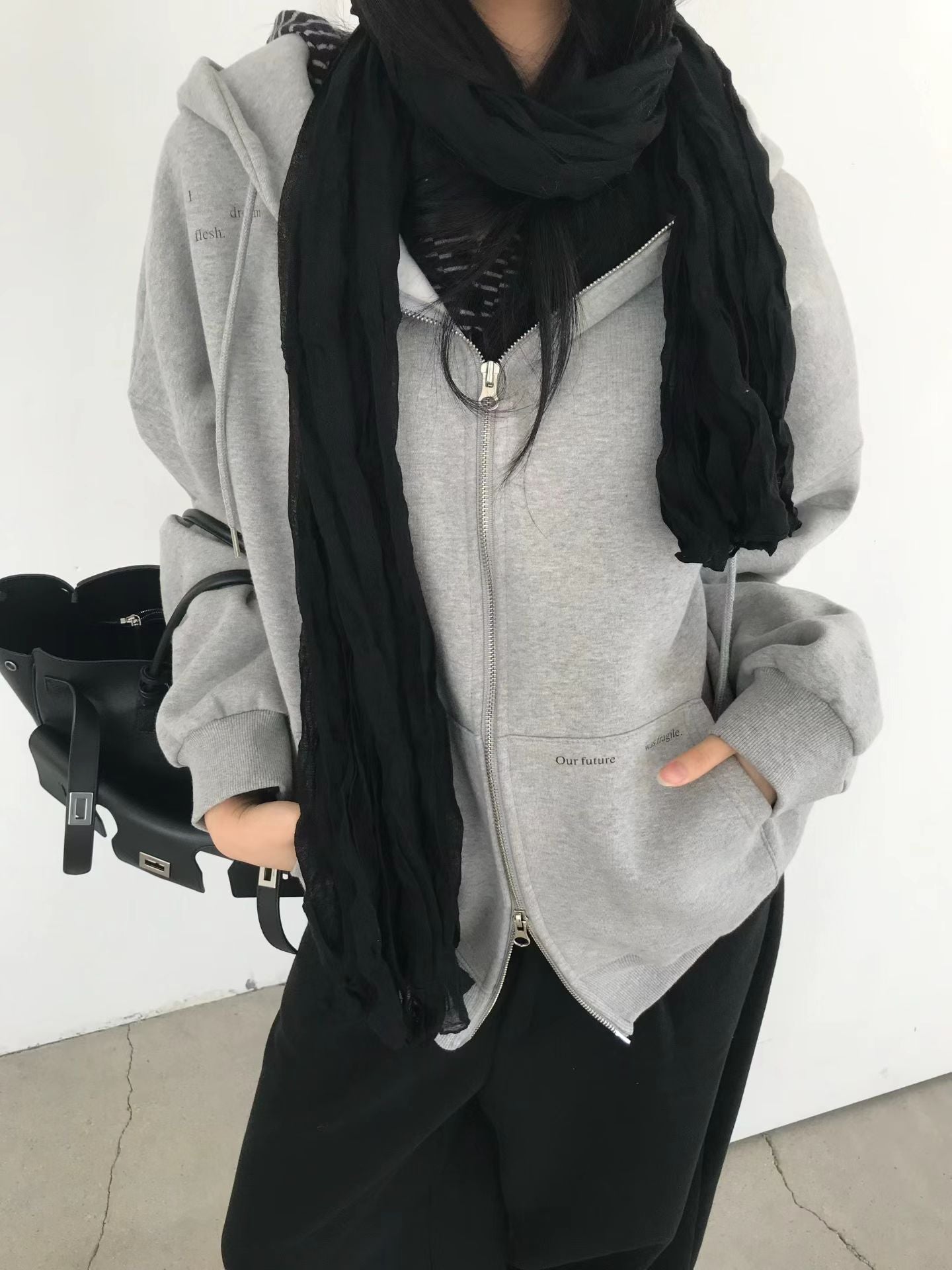 拼字衛衣外套 Letter Appliqué Hoodie Jacket