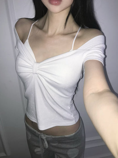 蝴蝶結露肩上衣 Bow Tie Off Shoulder Top