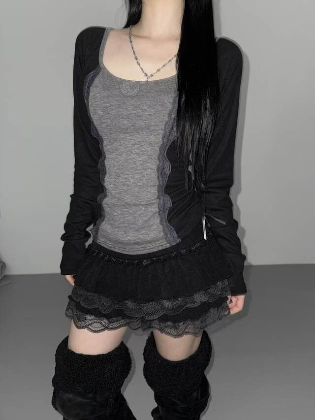 蕾絲玫瑰修身上衣 Rose Lace Slim Fit Top