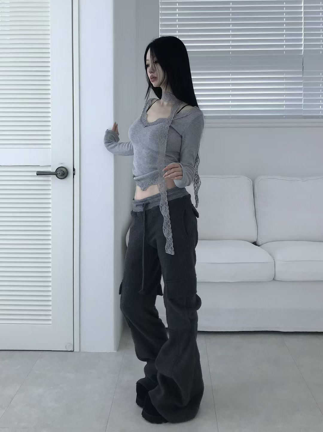 針織拼色喇叭褲 Colorblock Knit Flare Pants