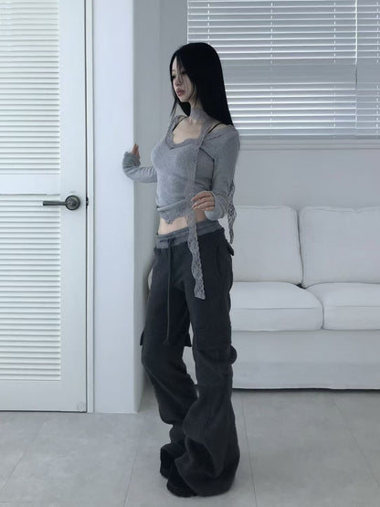 針織拼色喇叭褲 Colorblock Knit Flare Pants