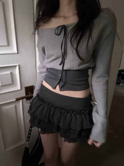 針織修身一字肩 Knit Off-Shoulder Fitted Top