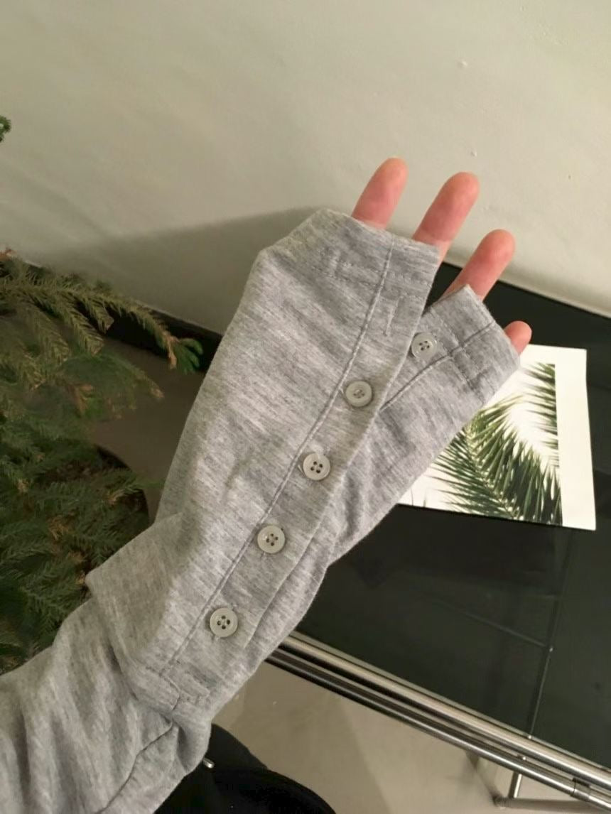 【Unisex】鈕扣寬鬆長袖上衣 Button Loose Long Sleeve Top