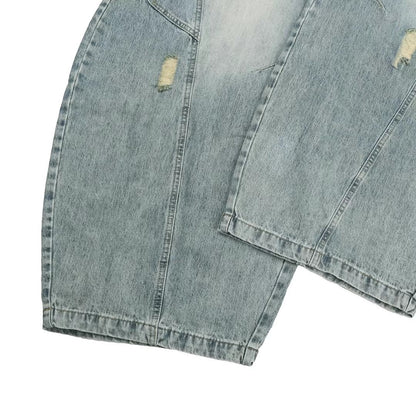 【Unisex】水洗彎刀牛仔褲 Washed High-rise Barrel-leg Jeans