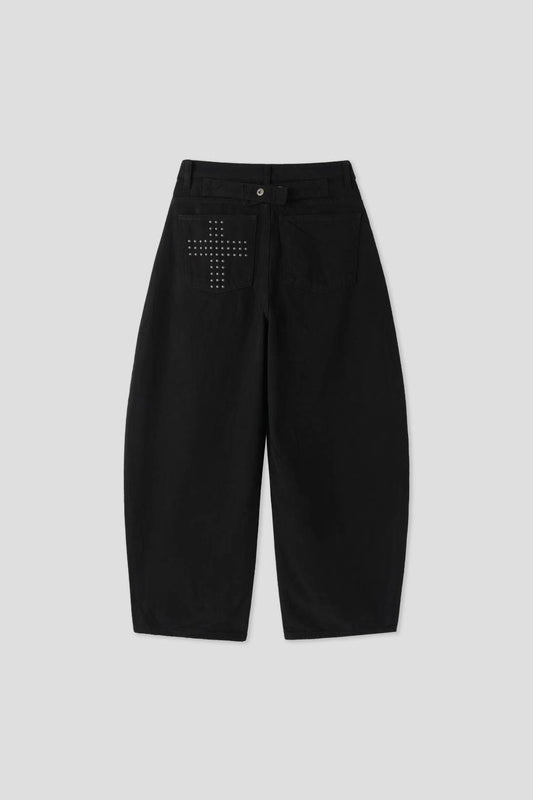 釘珠十字架彎刀褲 Studded Cross Embroidery Wide Pants