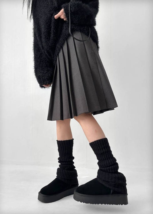 百褶五分半裙 Versatile Pleated Midi Skirt