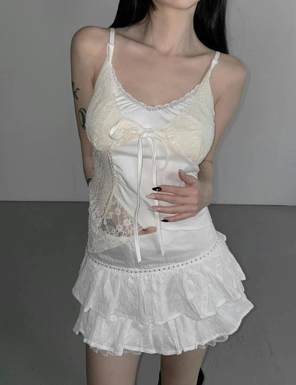 拼接蕾絲吊帶 Patchwork Lace Cami Top