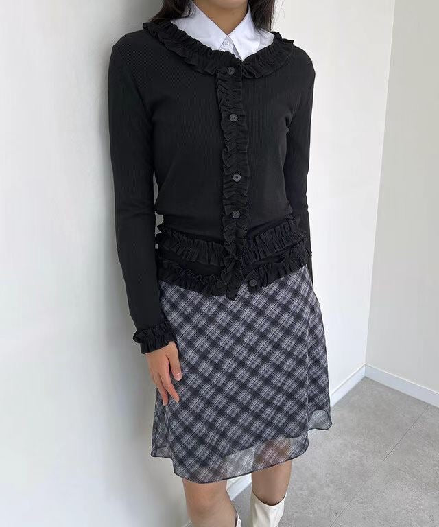 荷葉花邊針織上衣 Ruffle Lace Kint Top