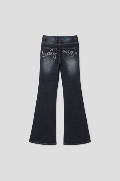 水鑽牛仔喇叭褲 Rhinestone Denim Flared Pants