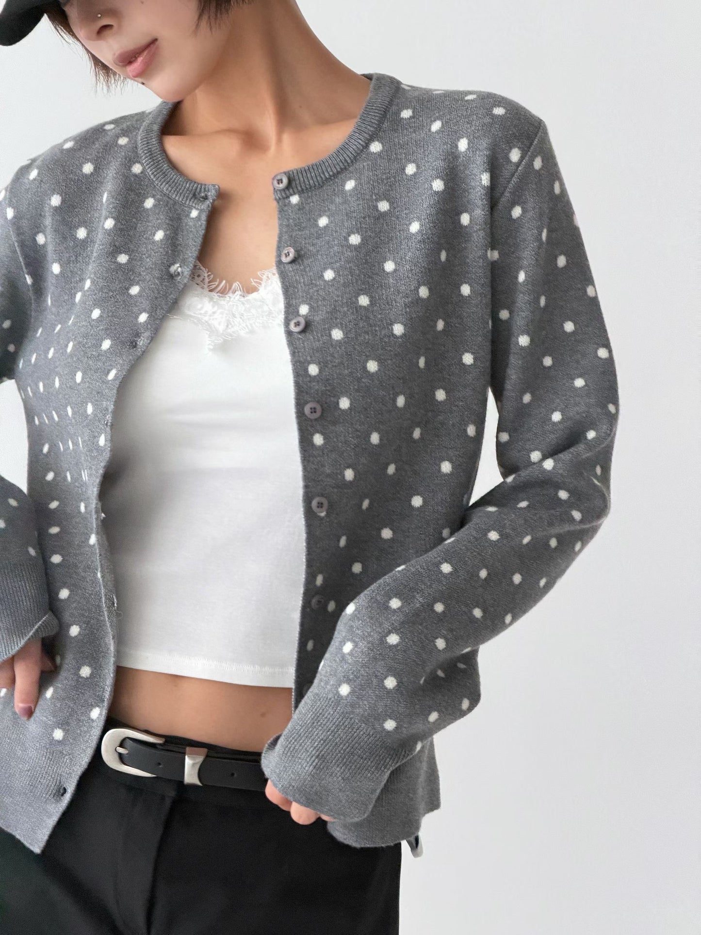 波點針織冷衫 Polka Dot Knit Cardigan