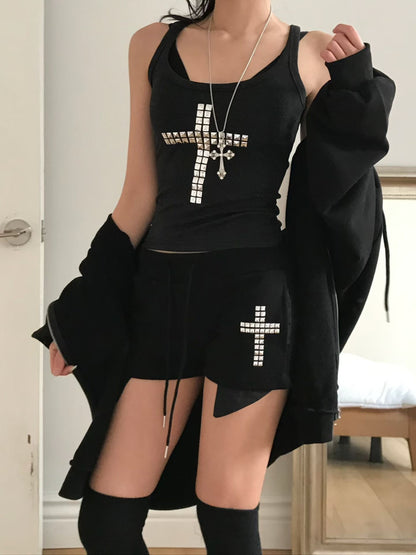十字架鉚釘口袋短褲 Cross Rivet Pocket Shorts
