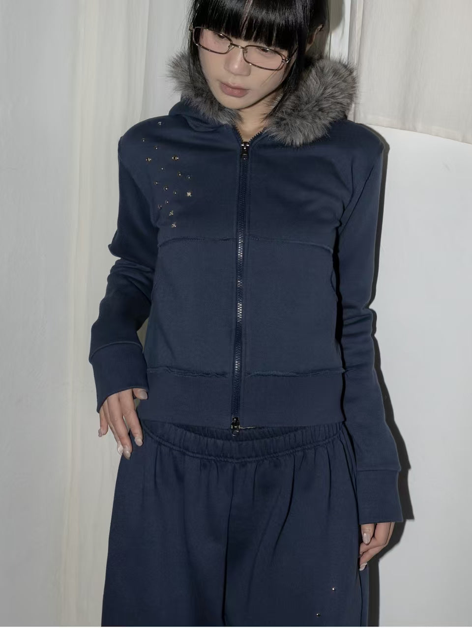 毛領鉚釘外套 Studded Fur Collar Jacket