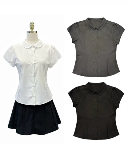 娃娃領收腰襯衫 Doll Collar Fitted Waits Shirt