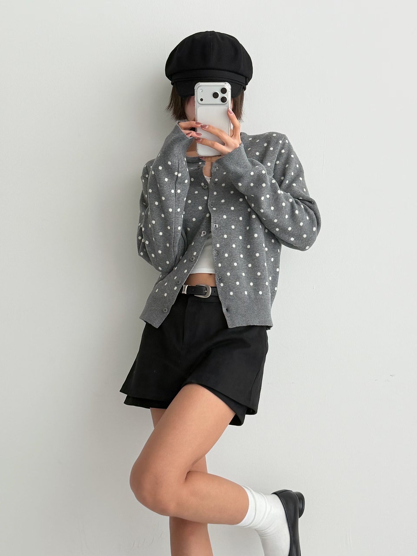 波點針織冷衫 Polka Dot Knit Cardigan