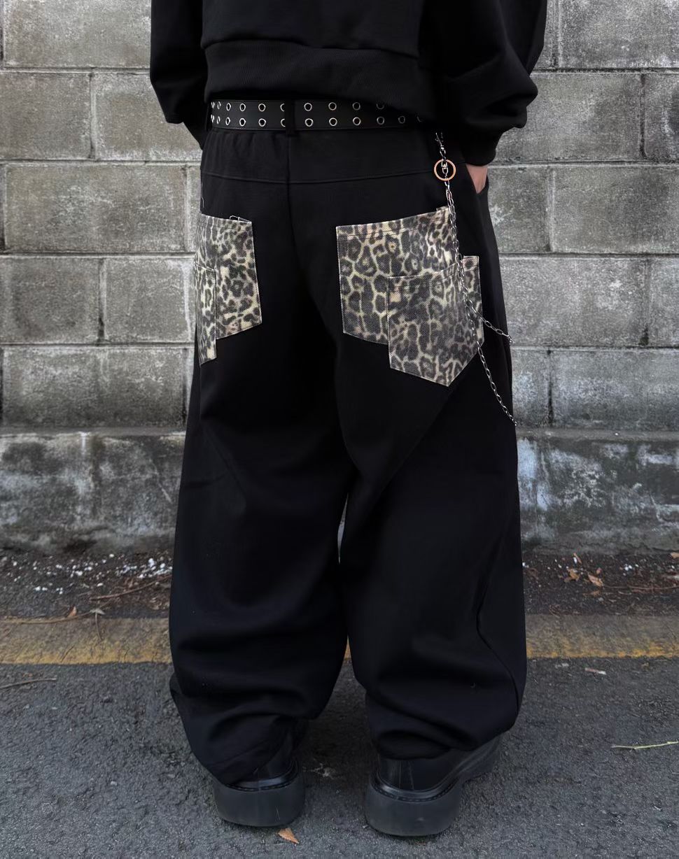 【Unisex】豹紋口袋棉褲 Leopard Print Pocket Cotton Pants