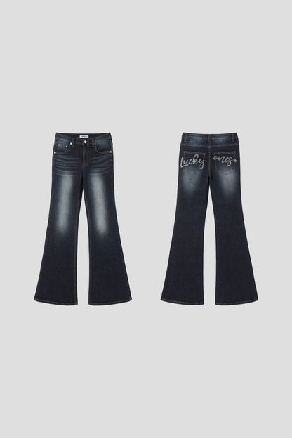 水鑽牛仔喇叭褲 Rhinestone Denim Flared Pants