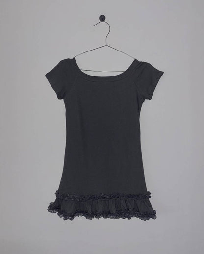 花邊裙擺短袖上衣 Hem Short-Sleeved Top