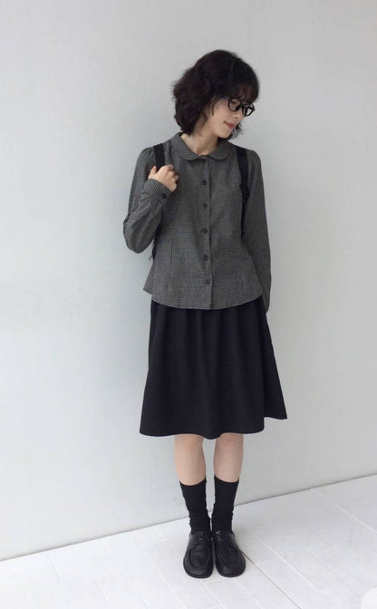 復古格仔長袖襯衫 Vintage Checkered Long-Sleeved Shirt