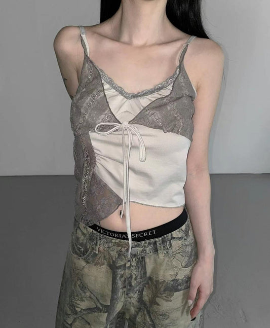 拼接蕾絲吊帶 Patchwork Lace Cami Top