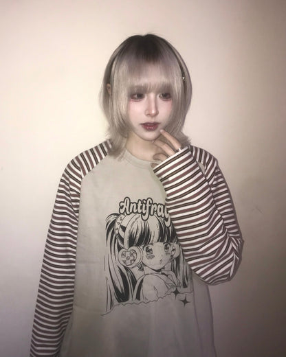 少女印花條紋長袖 Girls Print Striped Long Sleeves