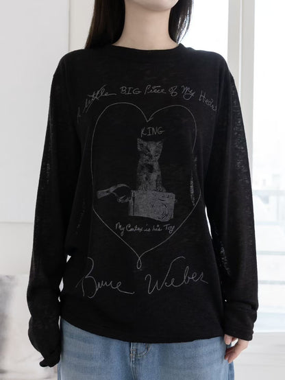 透膚印花罩衫 Sheer Printed Blouse