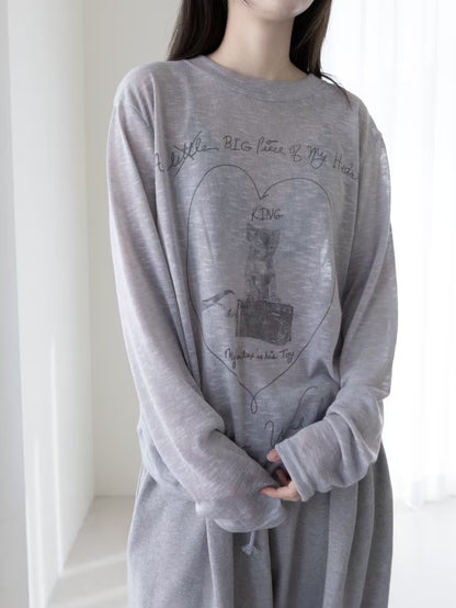 透膚印花罩衫 Sheer Printed Blouse