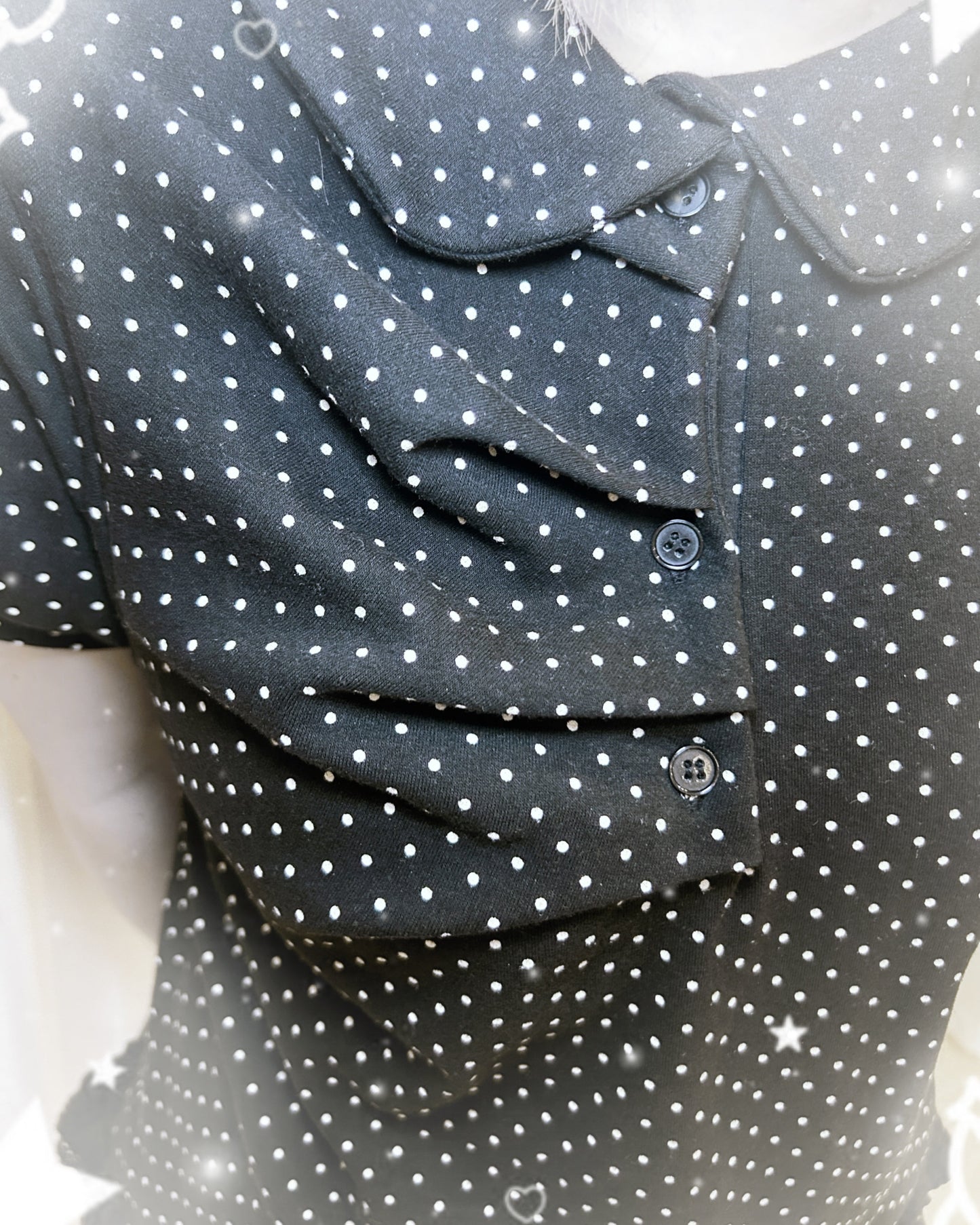 復古娃娃領波點皺摺短袖 Doll Collar Polka Dot Ruffled Short Sleeve Top