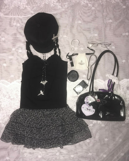 豹紋蛋糕短裙 Leopard Print Layered Cake Skirt