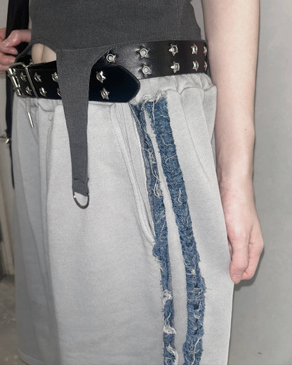 【Unisex】牛仔毛邊五分棉褲 Denim Raw Edge Cotton Trousers