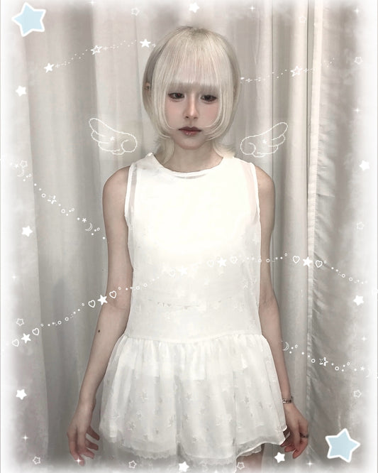 星星蕾絲透膚無袖罩衣 Star Lace Sheer Sleeveless Top