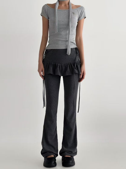 荷葉邊喇叭裙褲  Ruffled Skirt Over Pants