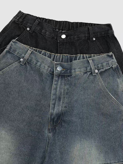 【Unisex】反轉口袋牛仔五分短褲 Reverse Pocket Denim Shorts
