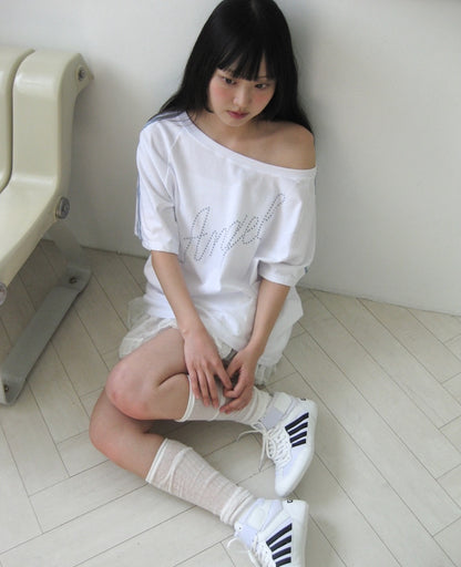 Angel印花露肩上衣 Angel Print Off-Shoulder Top