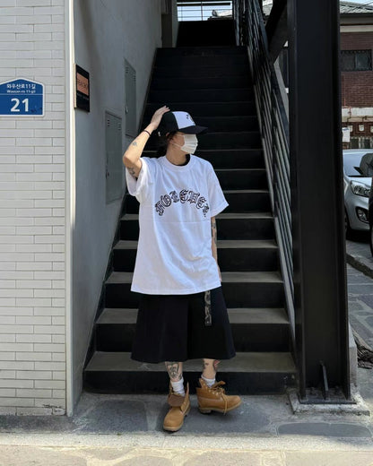 【Unisex】字母印花短袖T-Shirt Letter Printed Short Sleeve T-Shirt