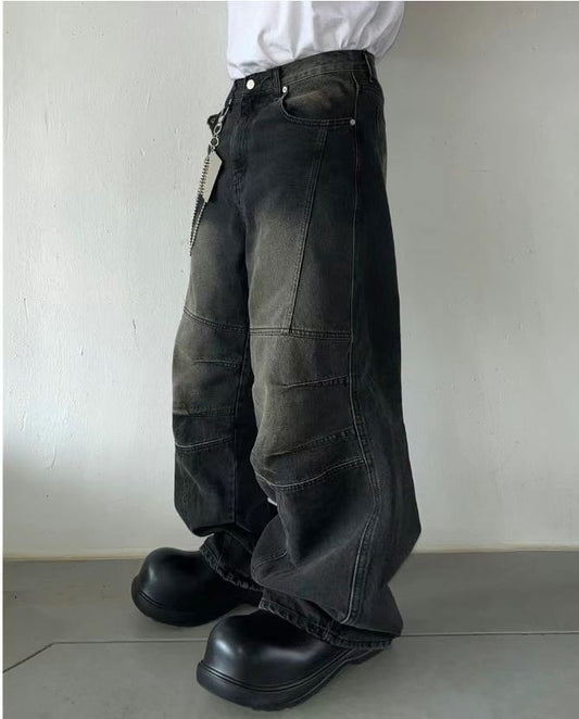 【Unisex】切口牛仔寬褲 Incisional Denim Pants