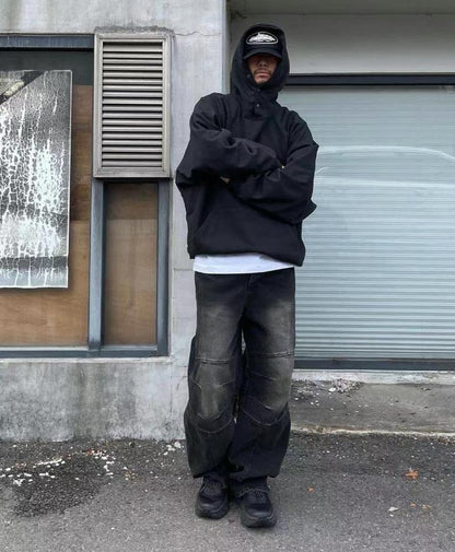 【Unisex】切口牛仔寬褲 Incisional Denim Pants