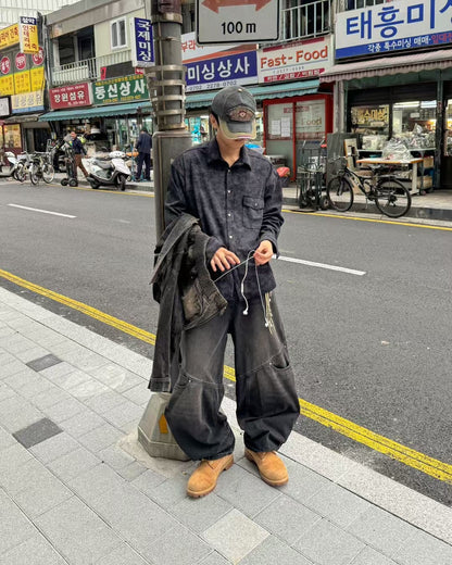 【Unisex】雙重口袋牛仔寬褲 Double Pocket Beggy Jeans