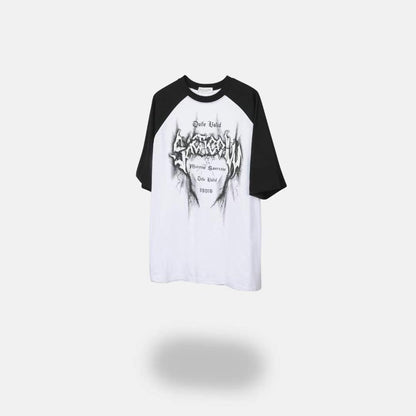 【Unisex】撞色印花短袖T-Shirt Printed Contrast Short-sleeved T-shirt