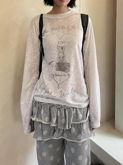 透膚印花罩衫 Sheer Printed Blouse