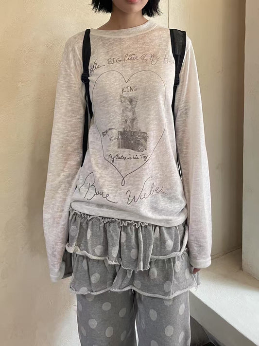 透膚印花罩衫 Sheer Printed Blouse