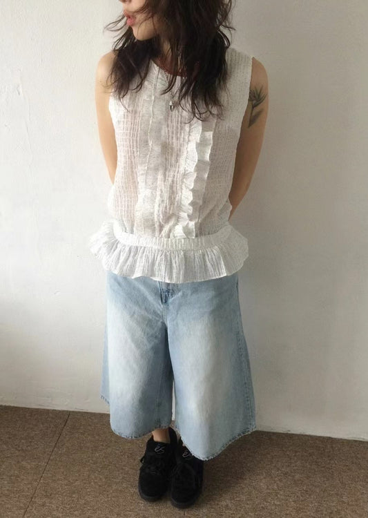 韓國木耳邊背心襯衫
