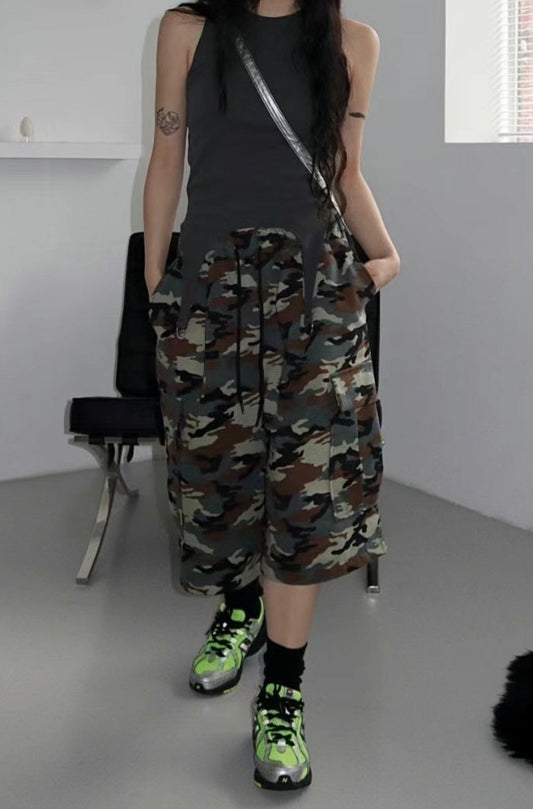 【Unisex】迷彩五分褲