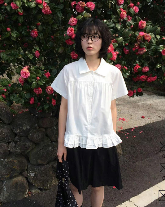 復古裙擺襯衫 Retro Peplum Shirt