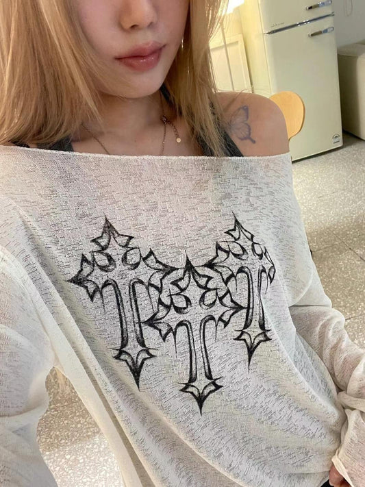 十字架透膚罩衣 Sheer Cross Blouse
