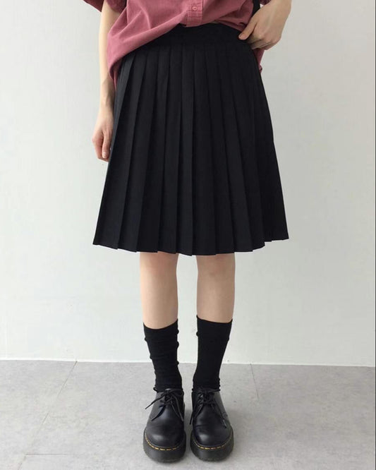 百褶五分半裙 Pleated Midi Skirt