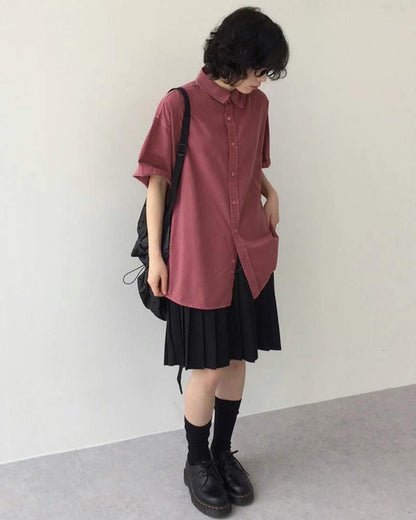百褶五分半裙 Pleated Midi Skirt