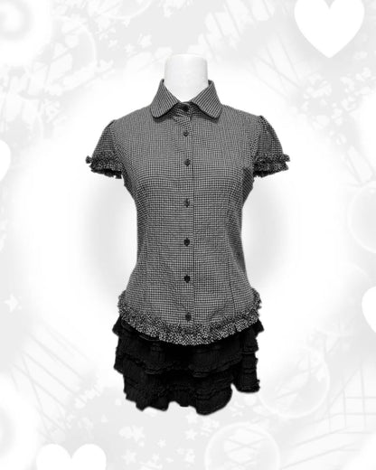 古早風黑色格仔襯衫 Vintage Black Checkered Shirt